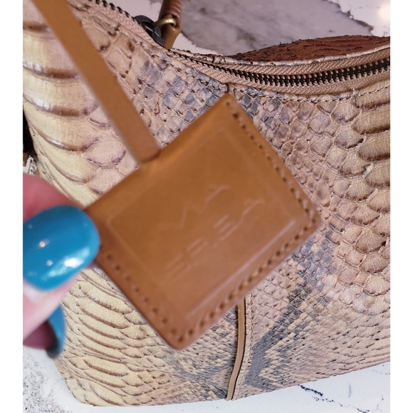 NEW Via Spiga Snake Embossed Textured Leather Hobo - Picture 3 of 15